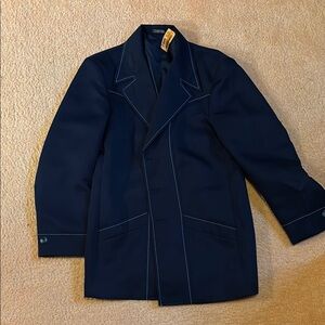 Navy Blue Leisure Suit Sport Coat polyester 38R